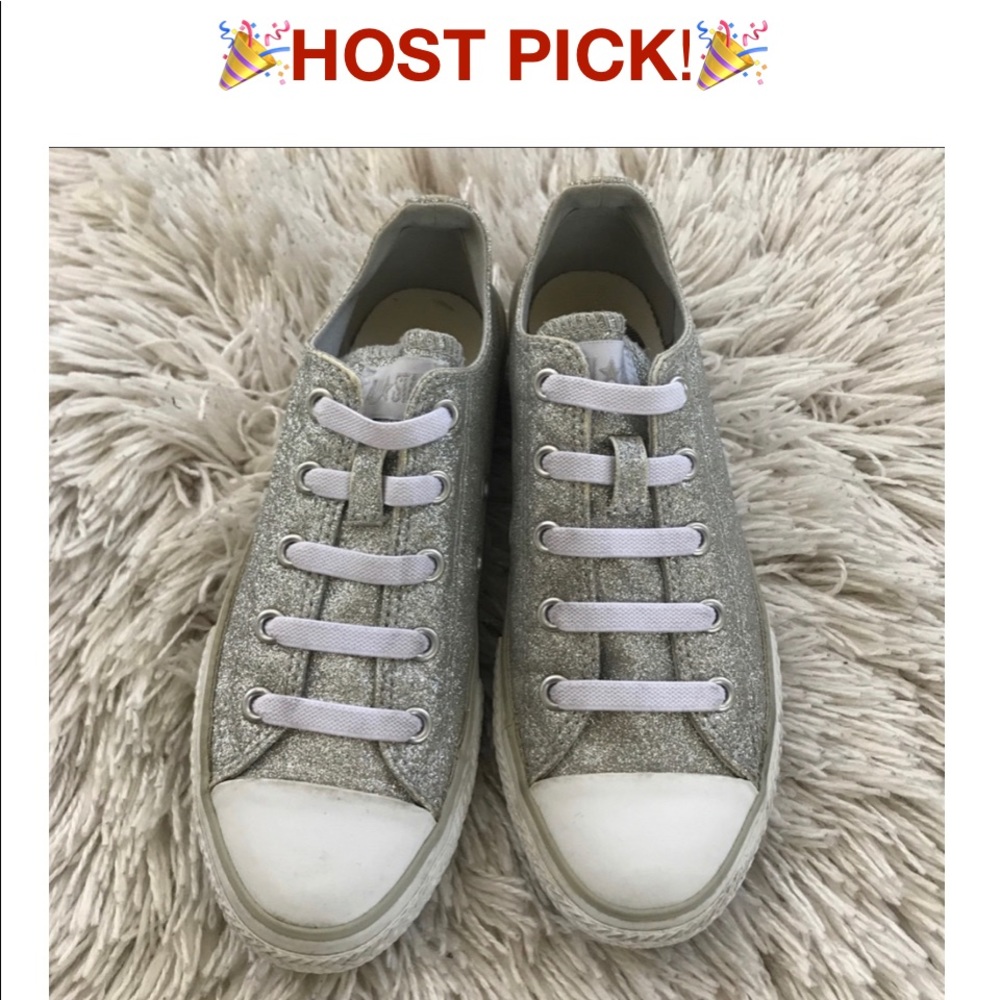 Converse SparklySilver Sneakers Jr 1.5